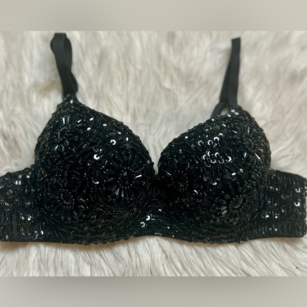 Black Beaded Bra